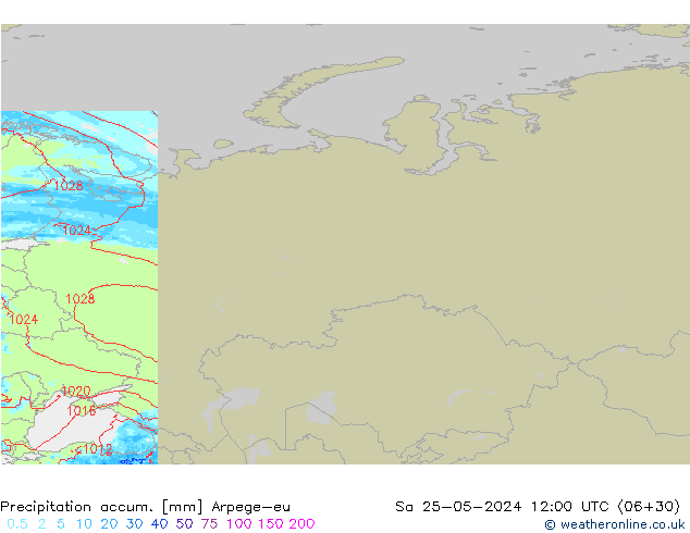 Précipitation accum. Arpege-eu sam 25.05.2024 12 UTC