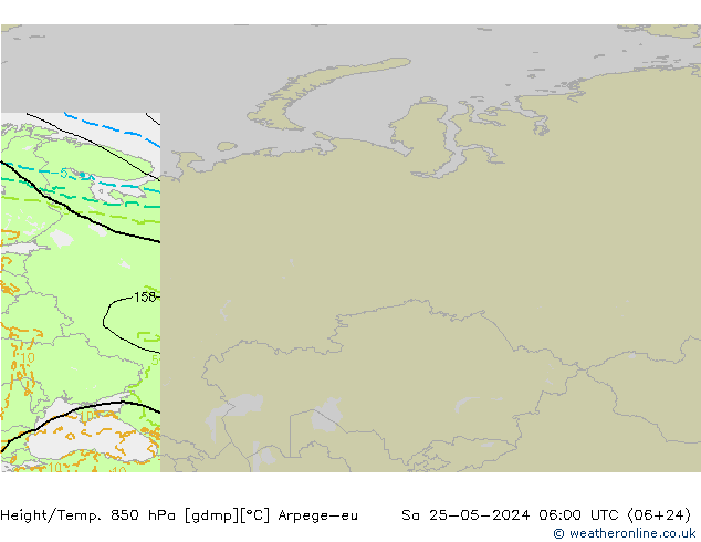 Yükseklik/Sıc. 850 hPa Arpege-eu Cts 25.05.2024 06 UTC