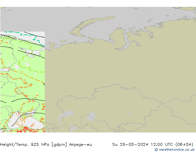 Yükseklik/Sıc. 925 hPa Arpege-eu Paz 26.05.2024 12 UTC