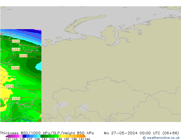 Schichtdicke 850-1000 hPa Arpege-eu Mo 27.05.2024 00 UTC