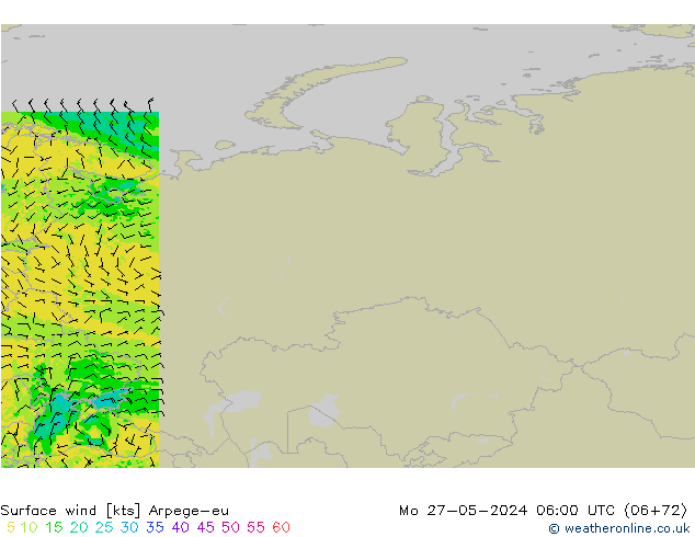 Vento 10 m Arpege-eu Seg 27.05.2024 06 UTC