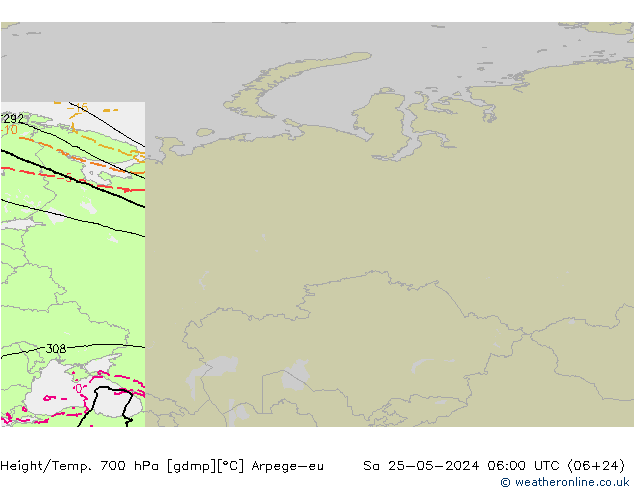 Height/Temp. 700 hPa Arpege-eu Sa 25.05.2024 06 UTC