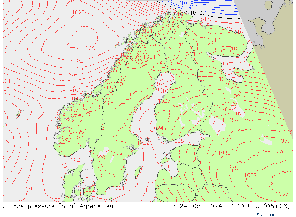 Surface pressure Arpege-eu Fr 24.05.2024 12 UTC