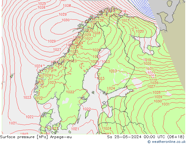 Atmosférický tlak Arpege-eu So 25.05.2024 00 UTC