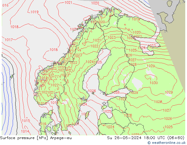 Atmosférický tlak Arpege-eu Ne 26.05.2024 18 UTC