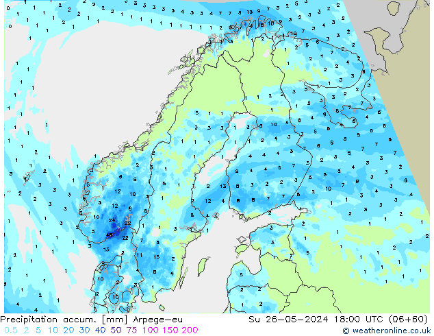 Precipitation accum. Arpege-eu  26.05.2024 18 UTC
