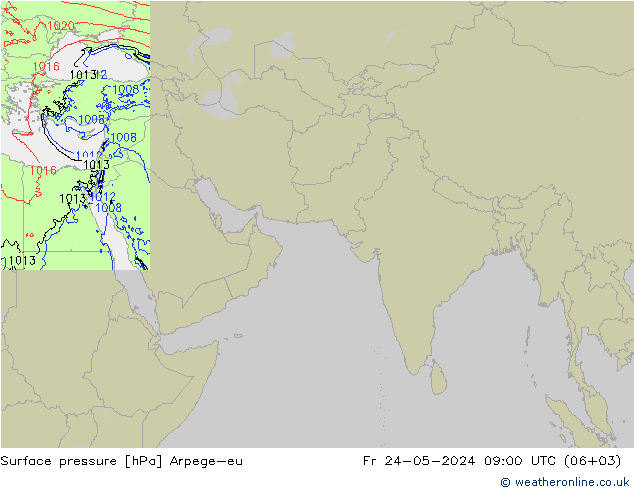 地面气压 Arpege-eu 星期五 24.05.2024 09 UTC