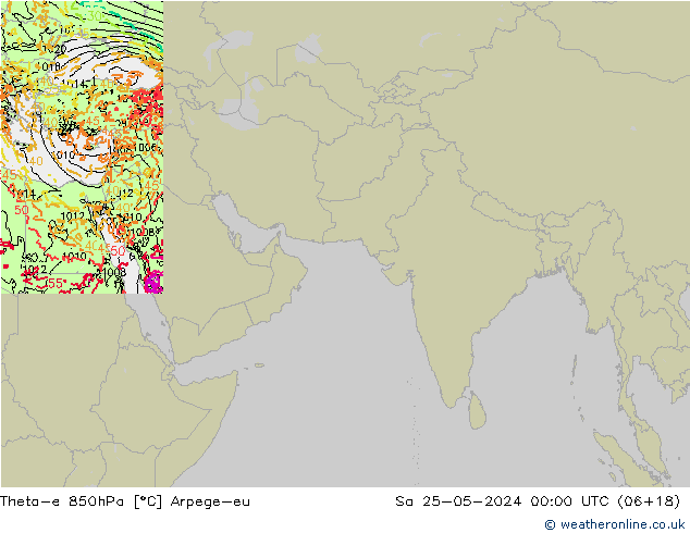 Theta-e 850hPa Arpege-eu so. 25.05.2024 00 UTC