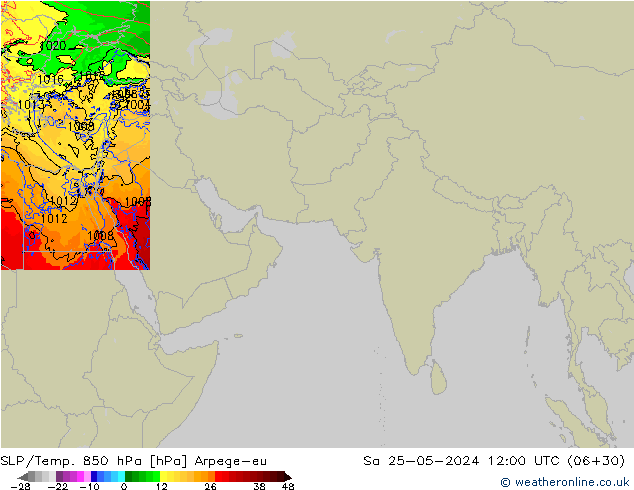 SLP/Temp. 850 hPa Arpege-eu  25.05.2024 12 UTC