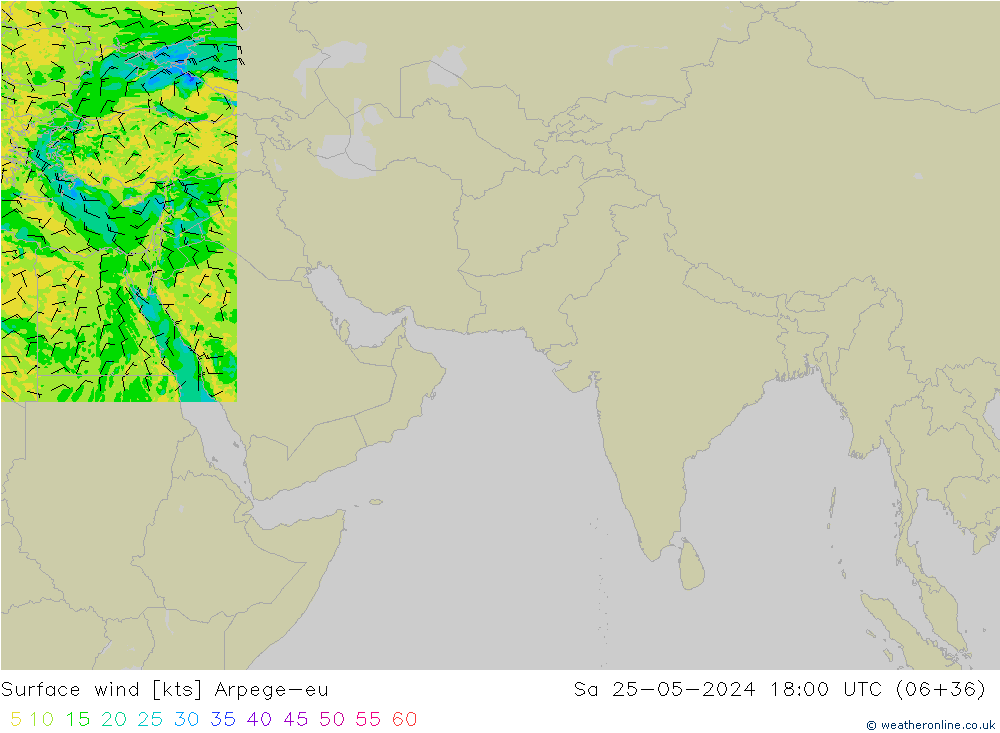 Vento 10 m Arpege-eu sab 25.05.2024 18 UTC