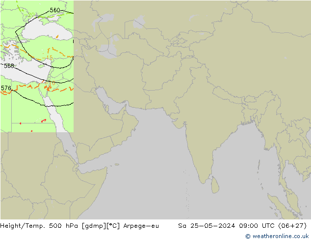 Height/Temp. 500 hPa Arpege-eu sab 25.05.2024 09 UTC