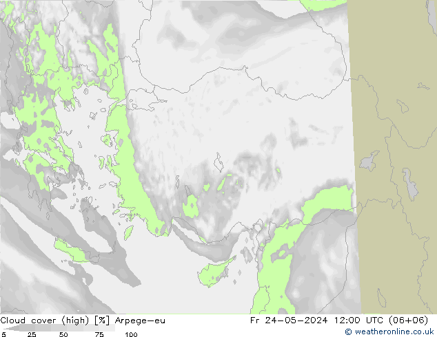 Cloud cover (high) Arpege-eu Fr 24.05.2024 12 UTC