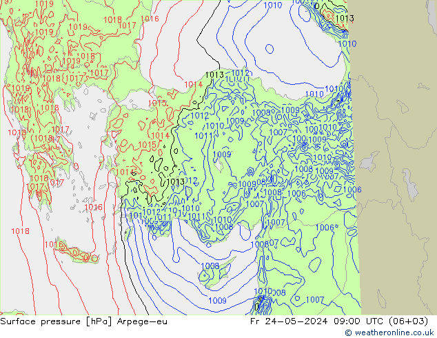 приземное давление Arpege-eu пт 24.05.2024 09 UTC