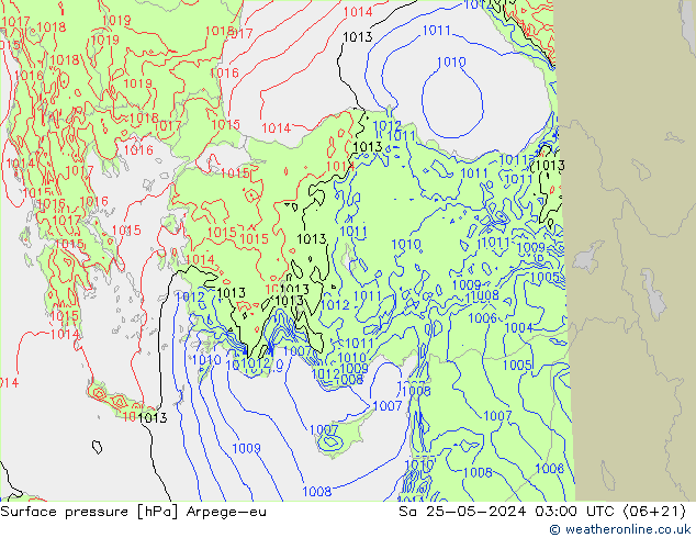 Atmosférický tlak Arpege-eu So 25.05.2024 03 UTC