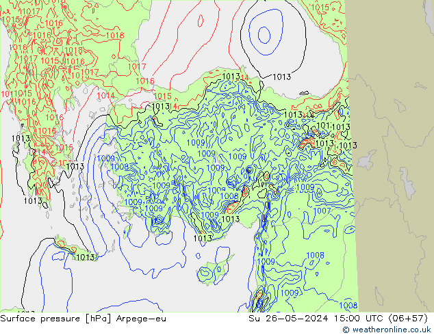 Atmosférický tlak Arpege-eu Ne 26.05.2024 15 UTC