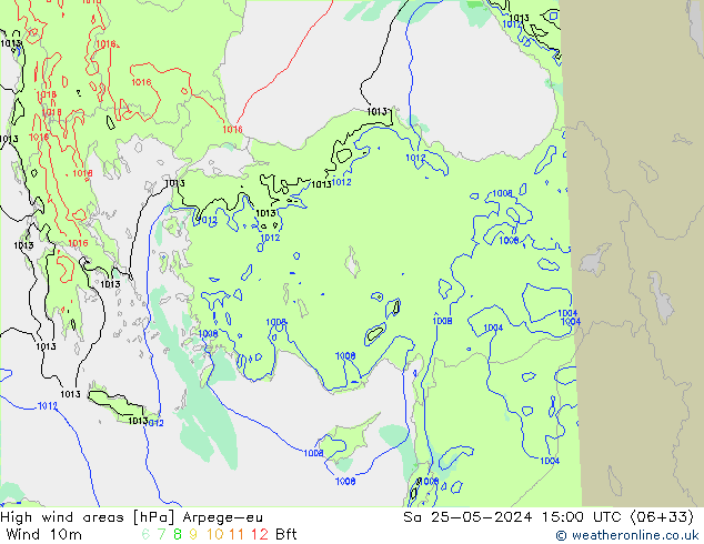 High wind areas Arpege-eu Sa 25.05.2024 15 UTC