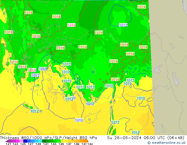 Thck 850-1000 hPa Arpege-eu nie. 26.05.2024 06 UTC