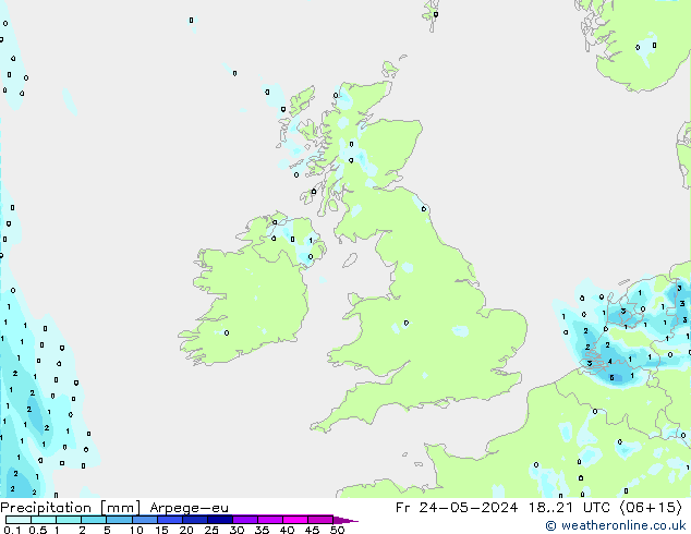 Précipitation Arpege-eu ven 24.05.2024 21 UTC