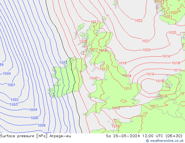 Presión superficial Arpege-eu sáb 25.05.2024 12 UTC