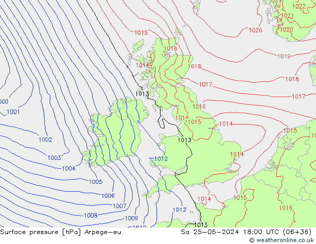 Surface pressure Arpege-eu Sa 25.05.2024 18 UTC