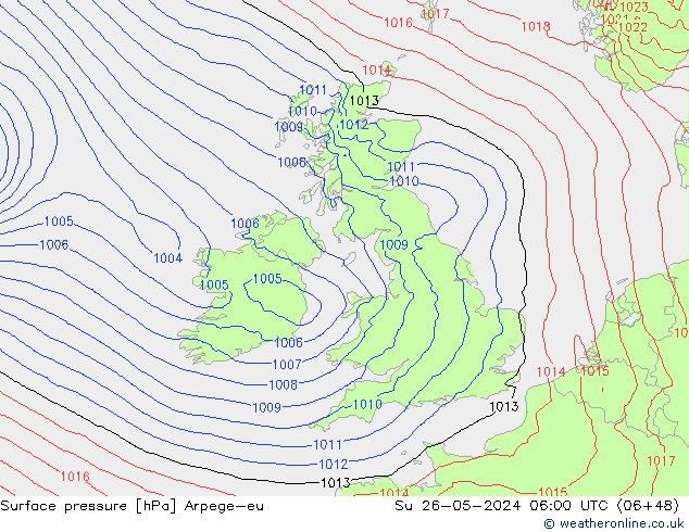 Surface pressure Arpege-eu Su 26.05.2024 06 UTC