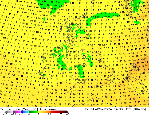 Temperature (2m) Arpege-eu Fr 24.05.2024 09 UTC