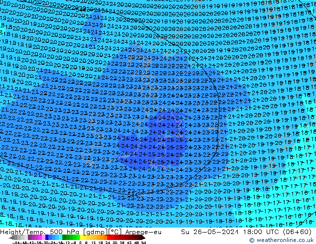 Height/Temp. 500 hPa Arpege-eu Ne 26.05.2024 18 UTC