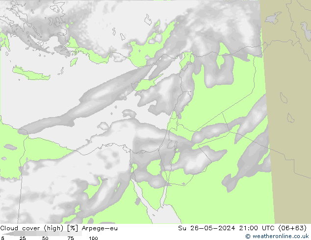 zachmurzenie (wysokie) Arpege-eu nie. 26.05.2024 21 UTC