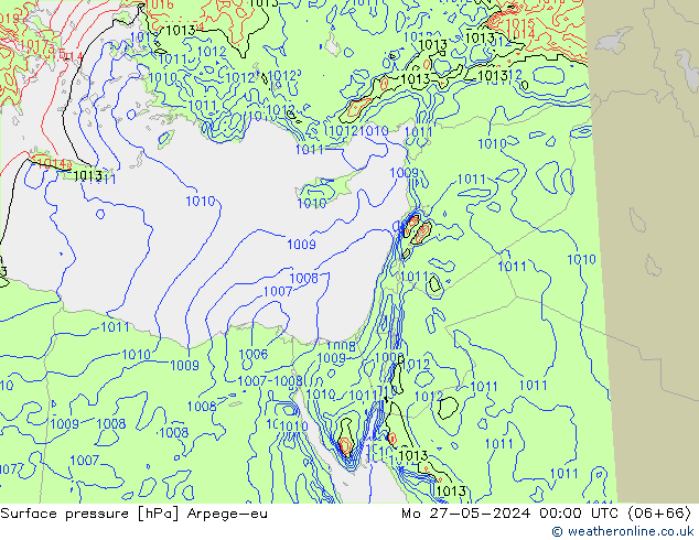 Surface pressure Arpege-eu Mo 27.05.2024 00 UTC