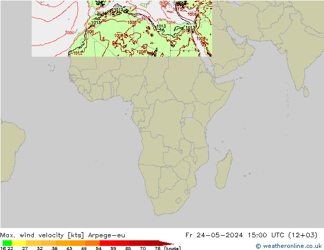 Maks. Rüzgar Hızı Arpege-eu Cu 24.05.2024 15 UTC
