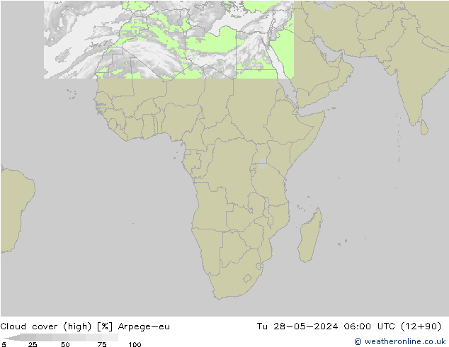 zachmurzenie (wysokie) Arpege-eu wto. 28.05.2024 06 UTC