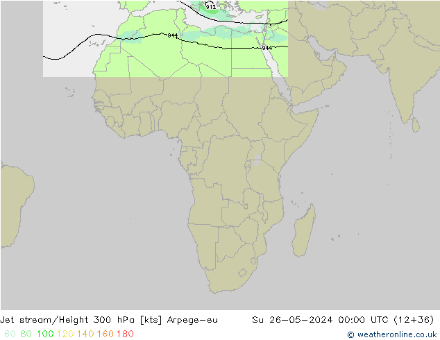 Jet stream/Height 300 hPa Arpege-eu Su 26.05.2024 00 UTC