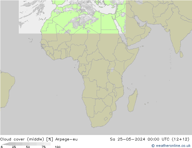 Wolken (mittel) Arpege-eu Sa 25.05.2024 00 UTC