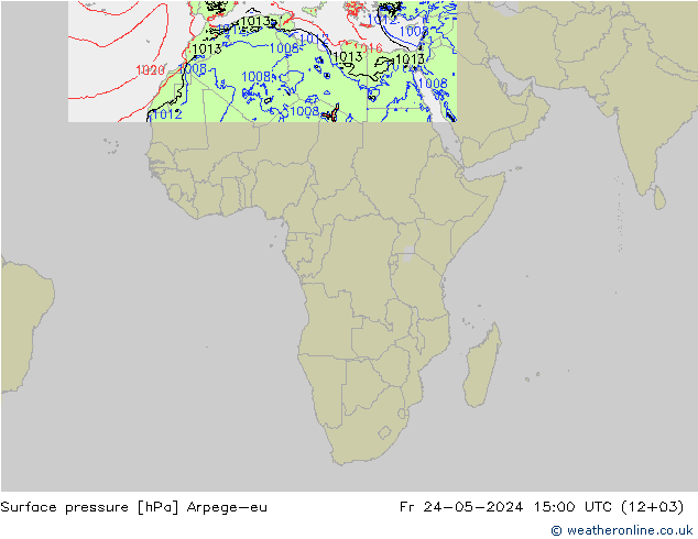 Pressione al suolo Arpege-eu ven 24.05.2024 15 UTC