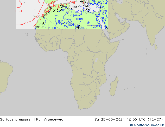 Surface pressure Arpege-eu Sa 25.05.2024 15 UTC