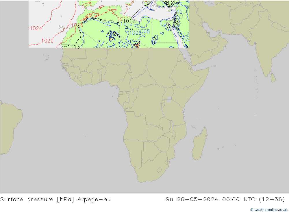 Luchtdruk (Grond) Arpege-eu zo 26.05.2024 00 UTC