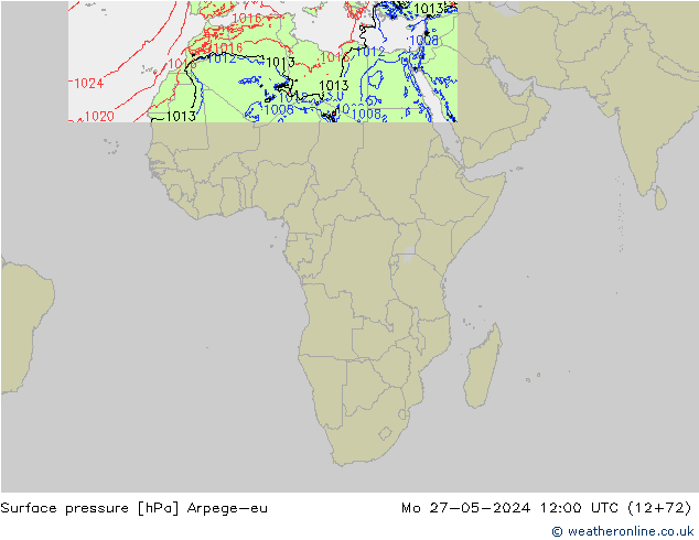 Atmosférický tlak Arpege-eu Po 27.05.2024 12 UTC