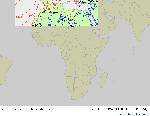 Presión superficial Arpege-eu mar 28.05.2024 00 UTC