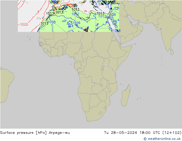 Presión superficial Arpege-eu mar 28.05.2024 18 UTC