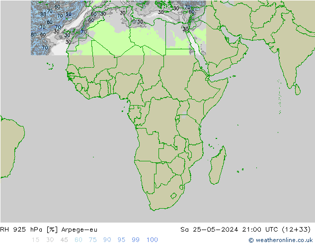 RH 925 hPa Arpege-eu So 25.05.2024 21 UTC