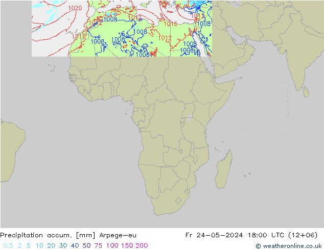 Precipitation accum. Arpege-eu Fr 24.05.2024 18 UTC