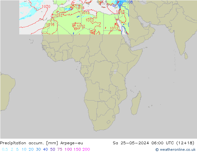 Precipitation accum. Arpege-eu сб 25.05.2024 06 UTC