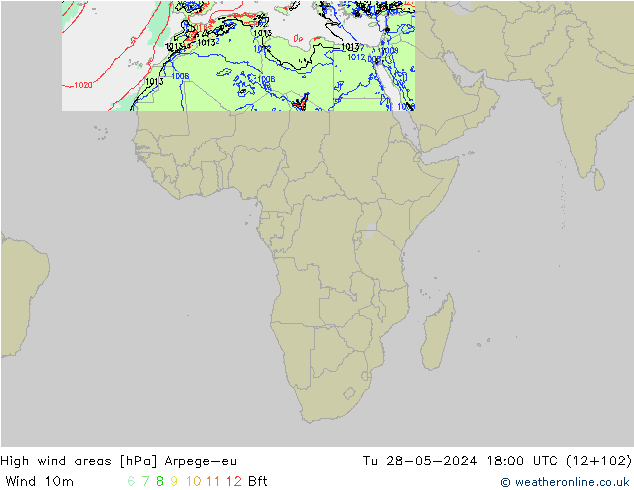 High wind areas Arpege-eu mar 28.05.2024 18 UTC