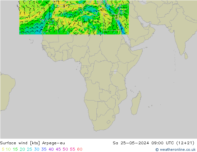 Wind 10 m Arpege-eu za 25.05.2024 09 UTC