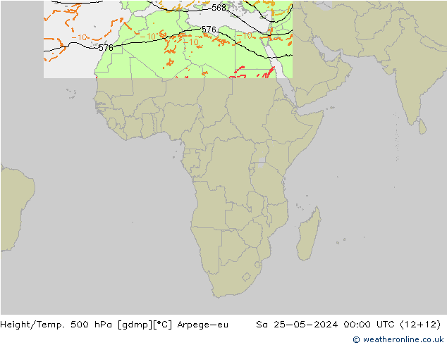 Hoogte/Temp. 500 hPa Arpege-eu za 25.05.2024 00 UTC