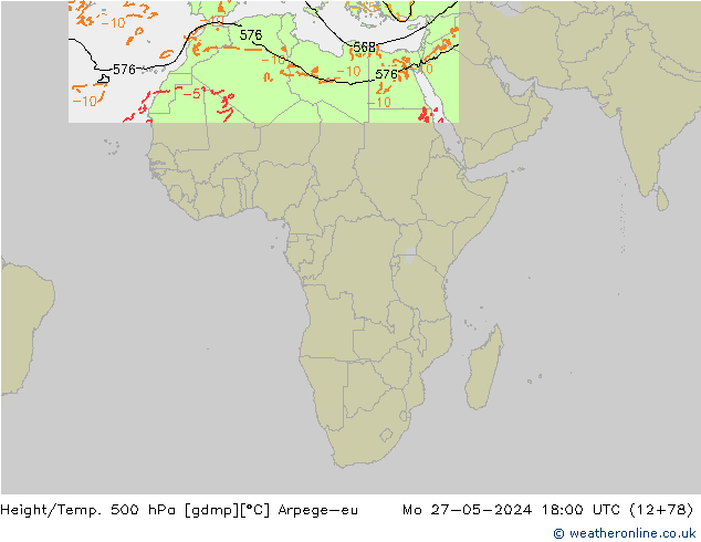 Géop./Temp. 500 hPa Arpege-eu lun 27.05.2024 18 UTC