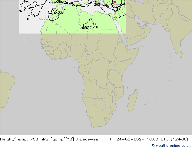 Height/Temp. 700 hPa Arpege-eu ven 24.05.2024 18 UTC