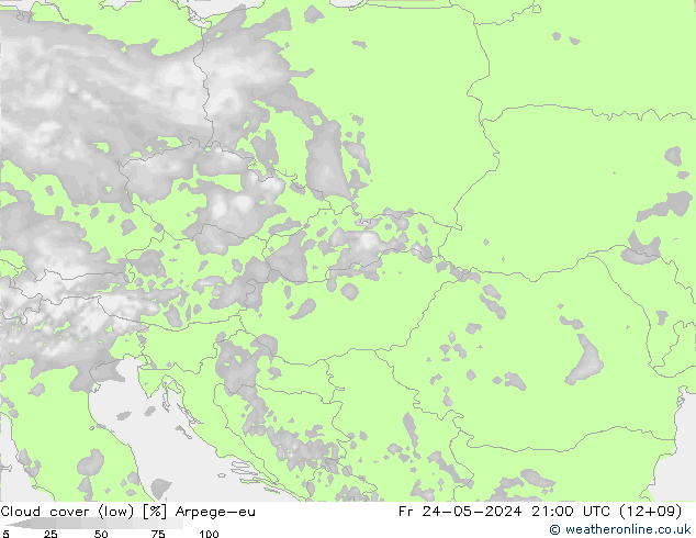 nízká oblaka Arpege-eu Pá 24.05.2024 21 UTC