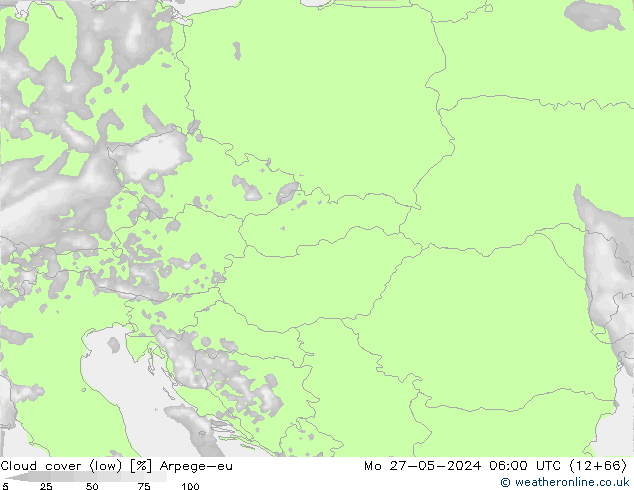 nízká oblaka Arpege-eu Po 27.05.2024 06 UTC