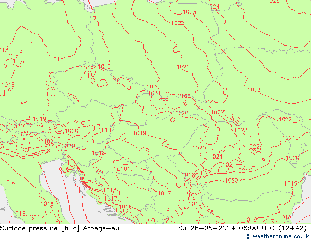 Pressione al suolo Arpege-eu dom 26.05.2024 06 UTC